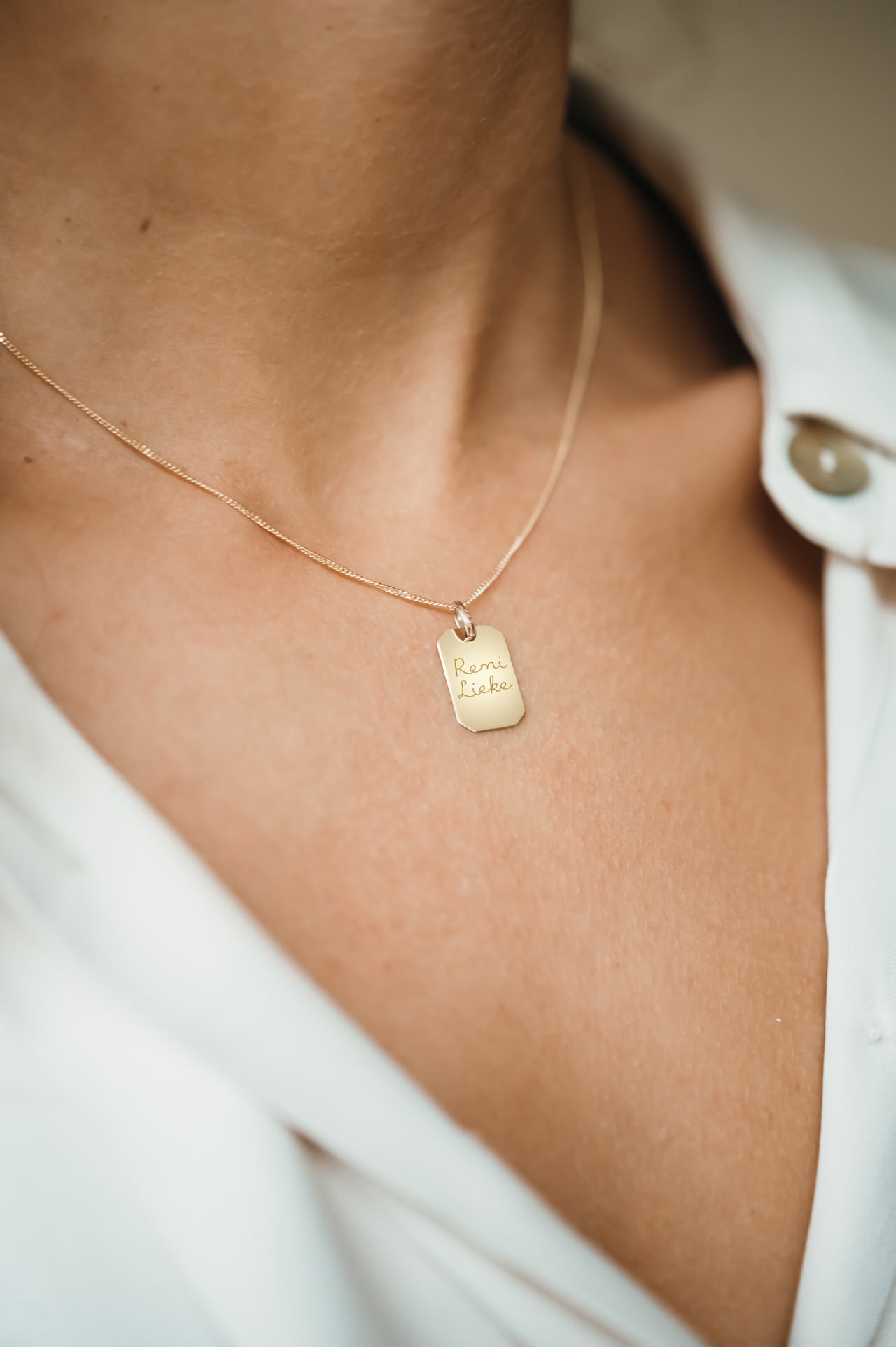 14k Tag Necklace - 14k gold