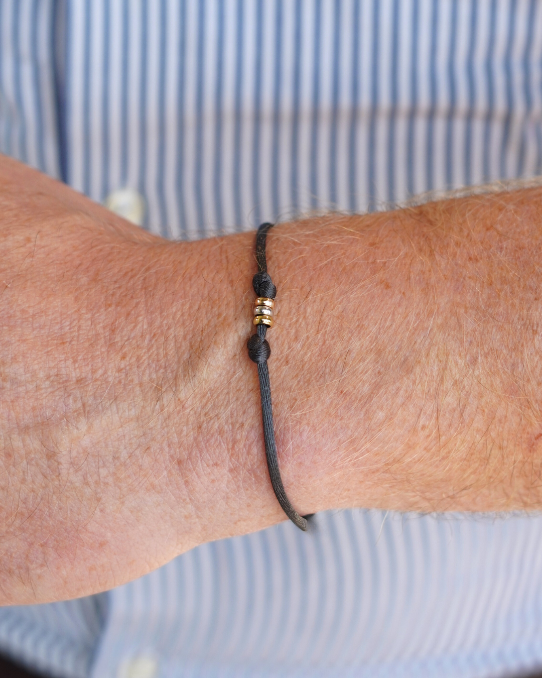 Bracelet anneaux tricolores pour homme 14k – Or massif 14k