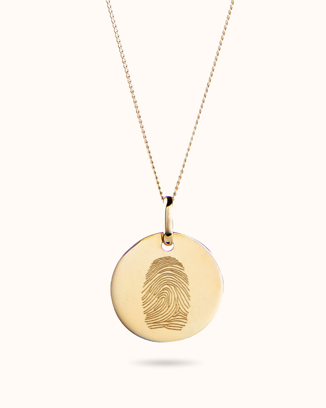 14k Fingerprint Coin Necklace - 14k gold