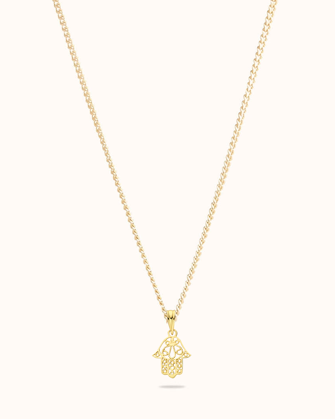 14k Hamsa Handketting - 14k Solid Gold - Hand van Fatima