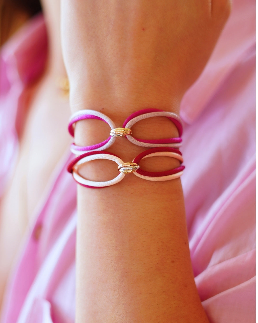14k Gepersonaliseerde Double Colour Tricolor Armband - 14k Solid Gold