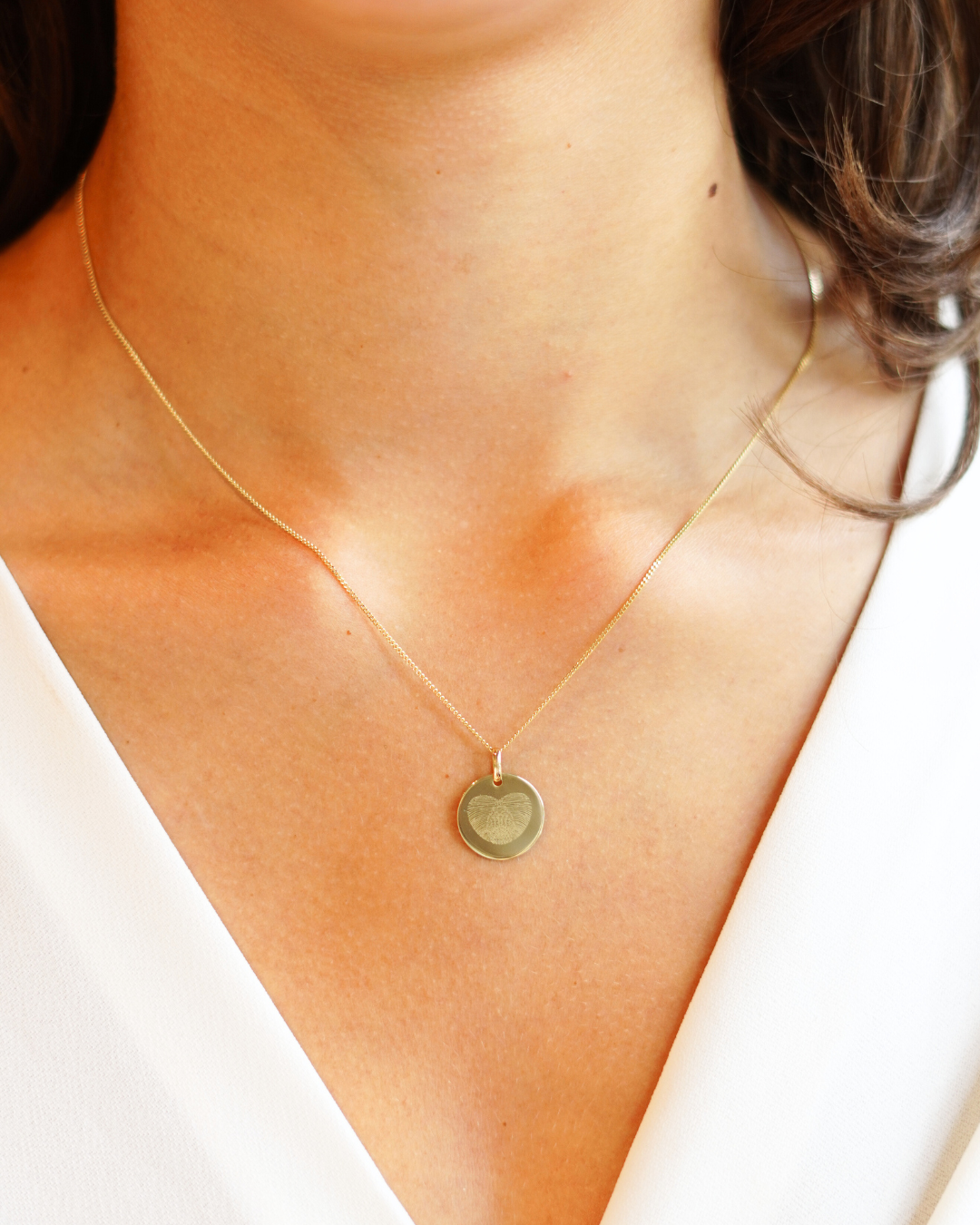 Fingerabdruck Coin Kette - Vergoldet