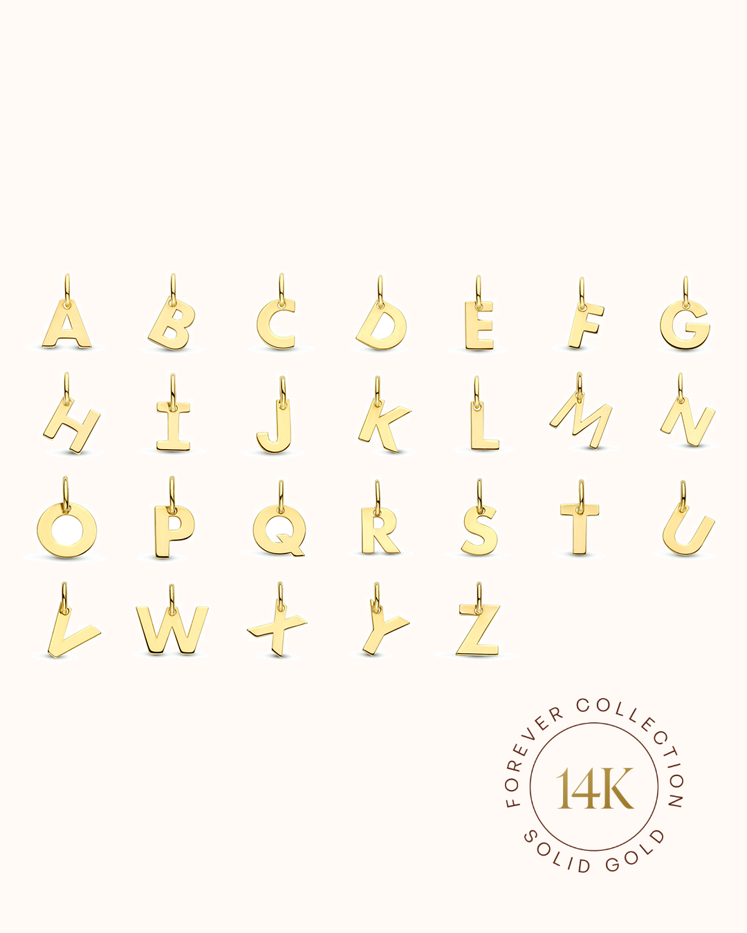 14k Initial Charm Ketting - 14k Solid Gold