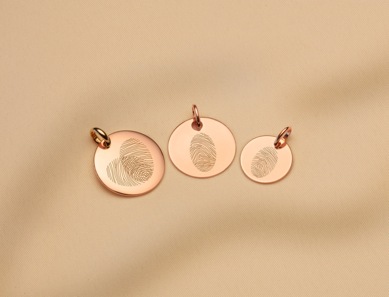 Fingerprint Coin Necklace - Rose plated