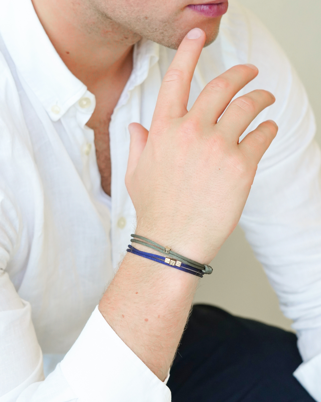 14k Mannen Initial Cube Armband - Gepersonaliseerde Heren Armband