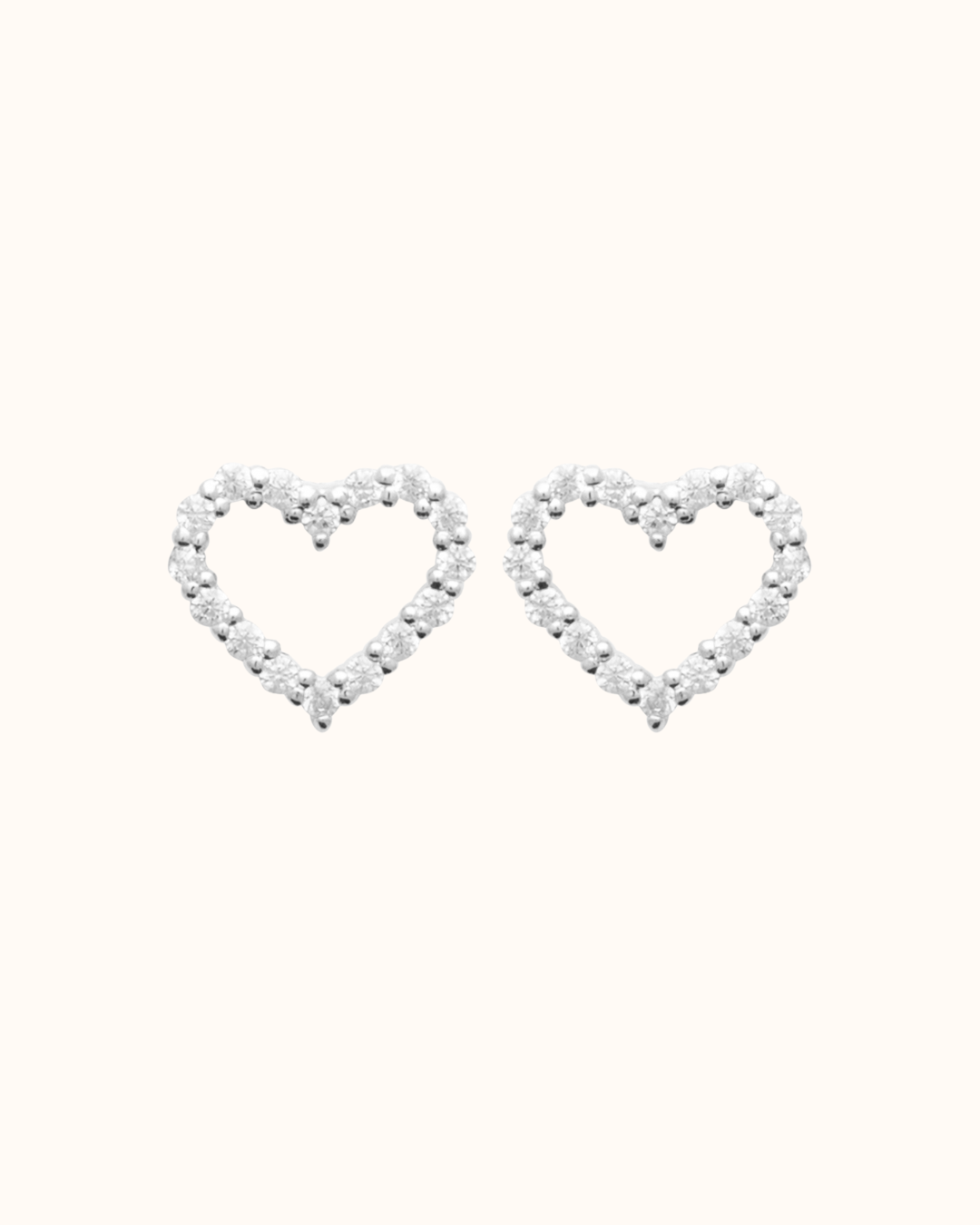 Boucles d'Oreilles Tige Coeur - Argent