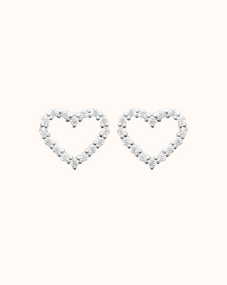 Boucles d'Oreilles Tige Coeur - Argent