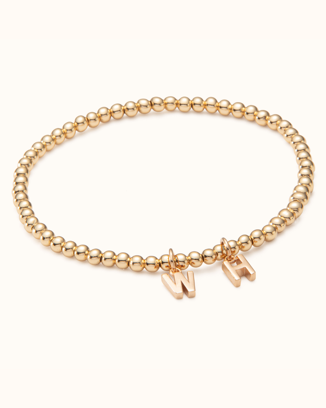 Initial Charm Beaded Bracelet - Gold plated