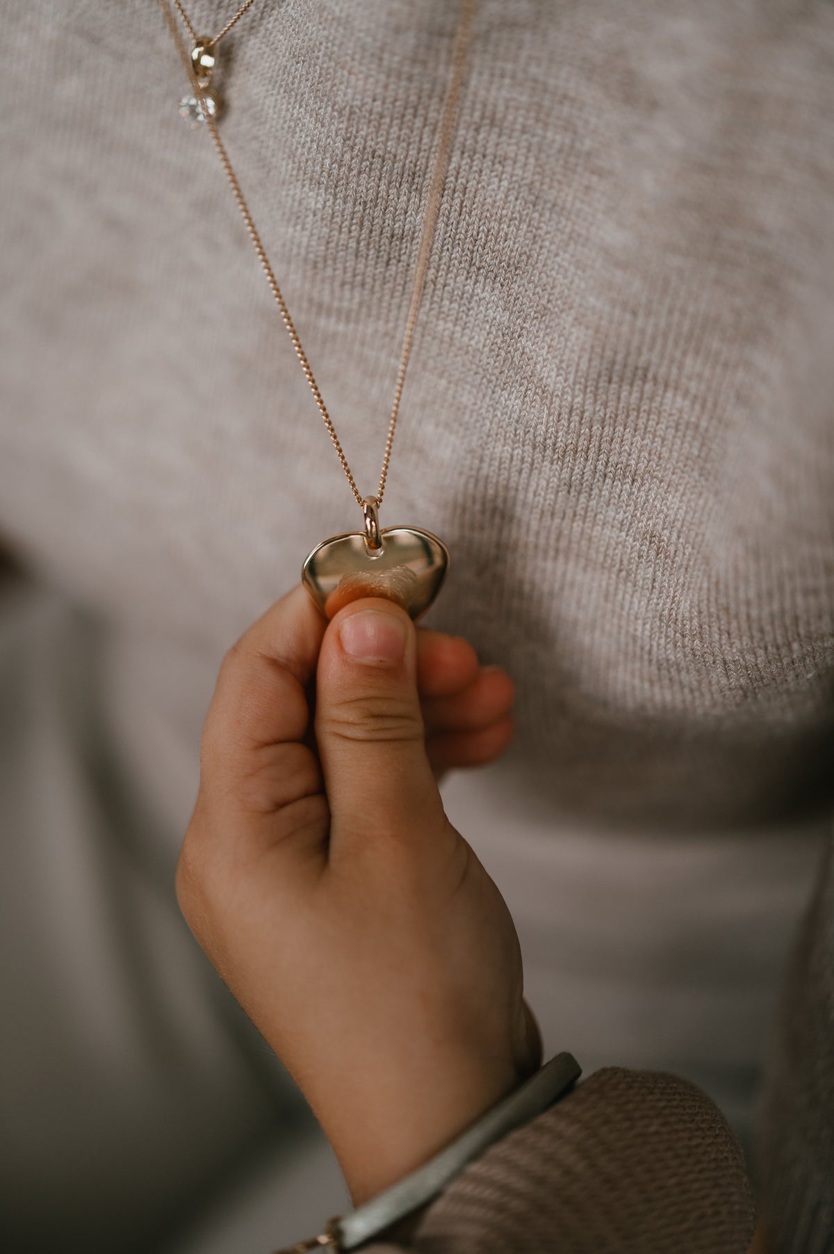 Fingerprint Heart Charm Necklace - Gold plated