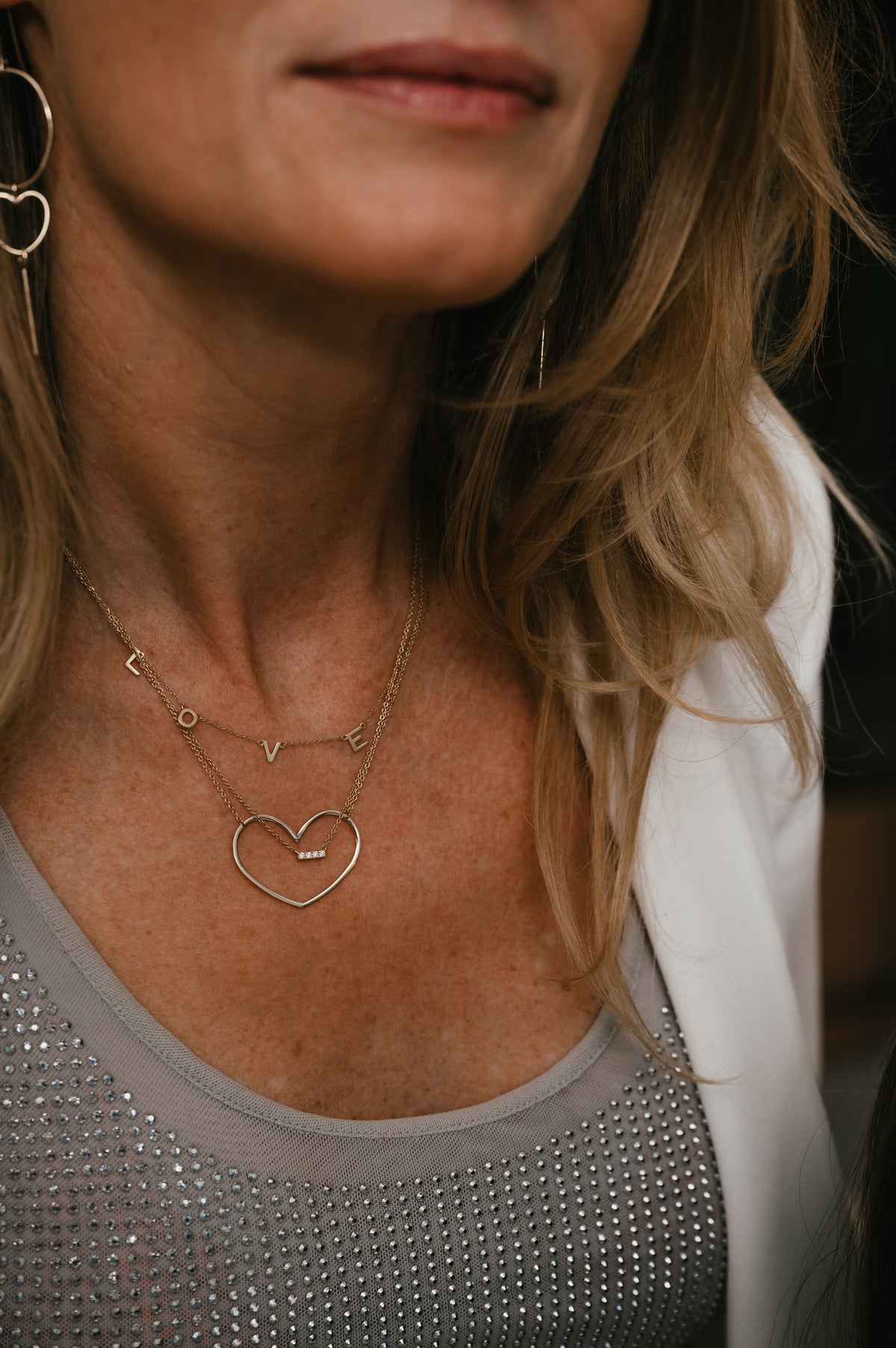 14k Open Heart Necklace - 14k gold