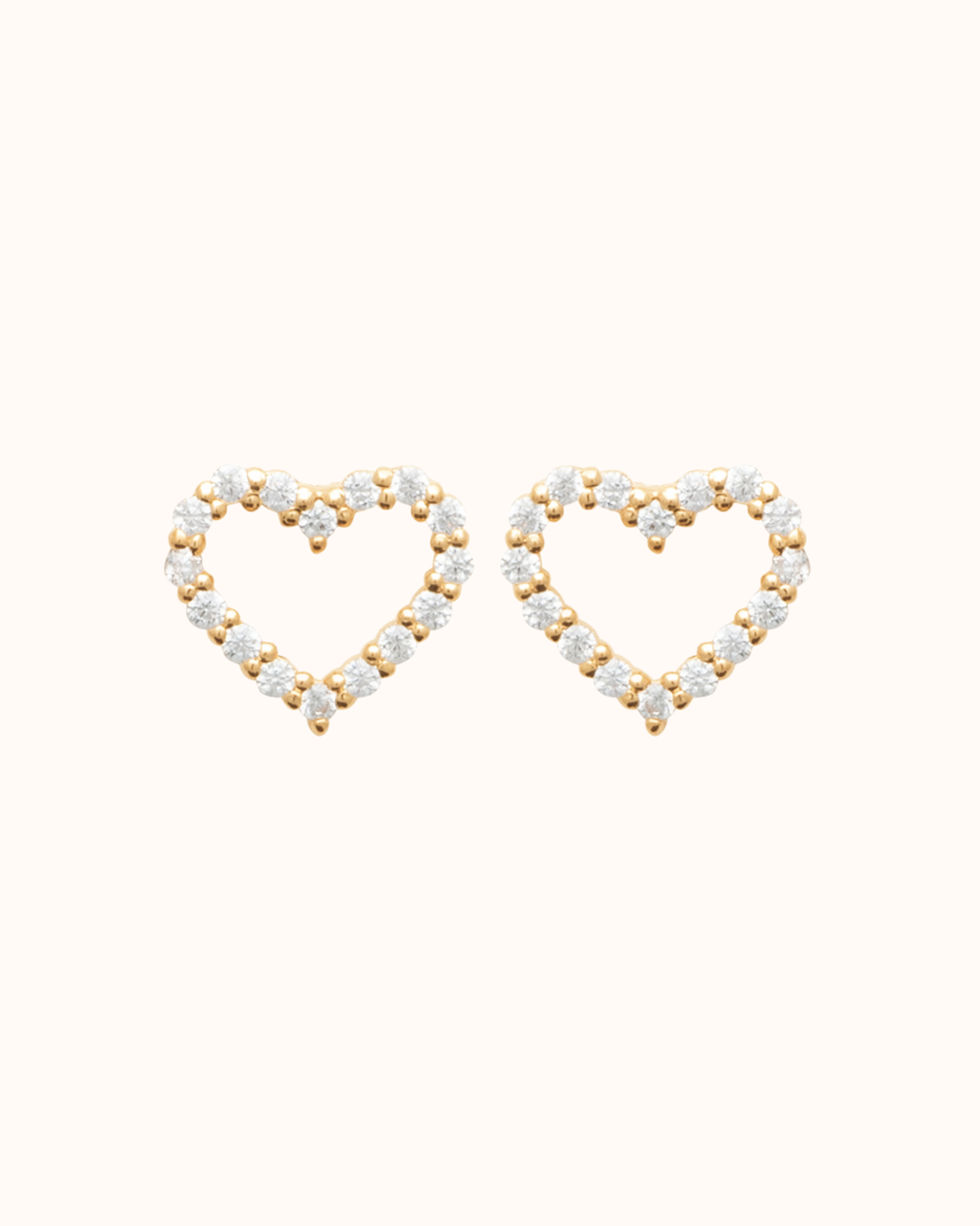 Boucles d'Oreilles Tige Coeur - Plaque or 18 carats