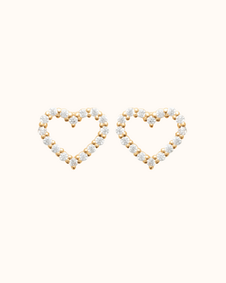 Boucles d'Oreilles Tige Coeur - Plaque or 18 carats