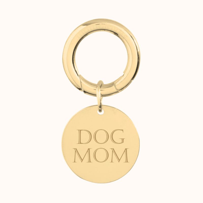 Porte-clés DOG MOM - Acier inoxydable or