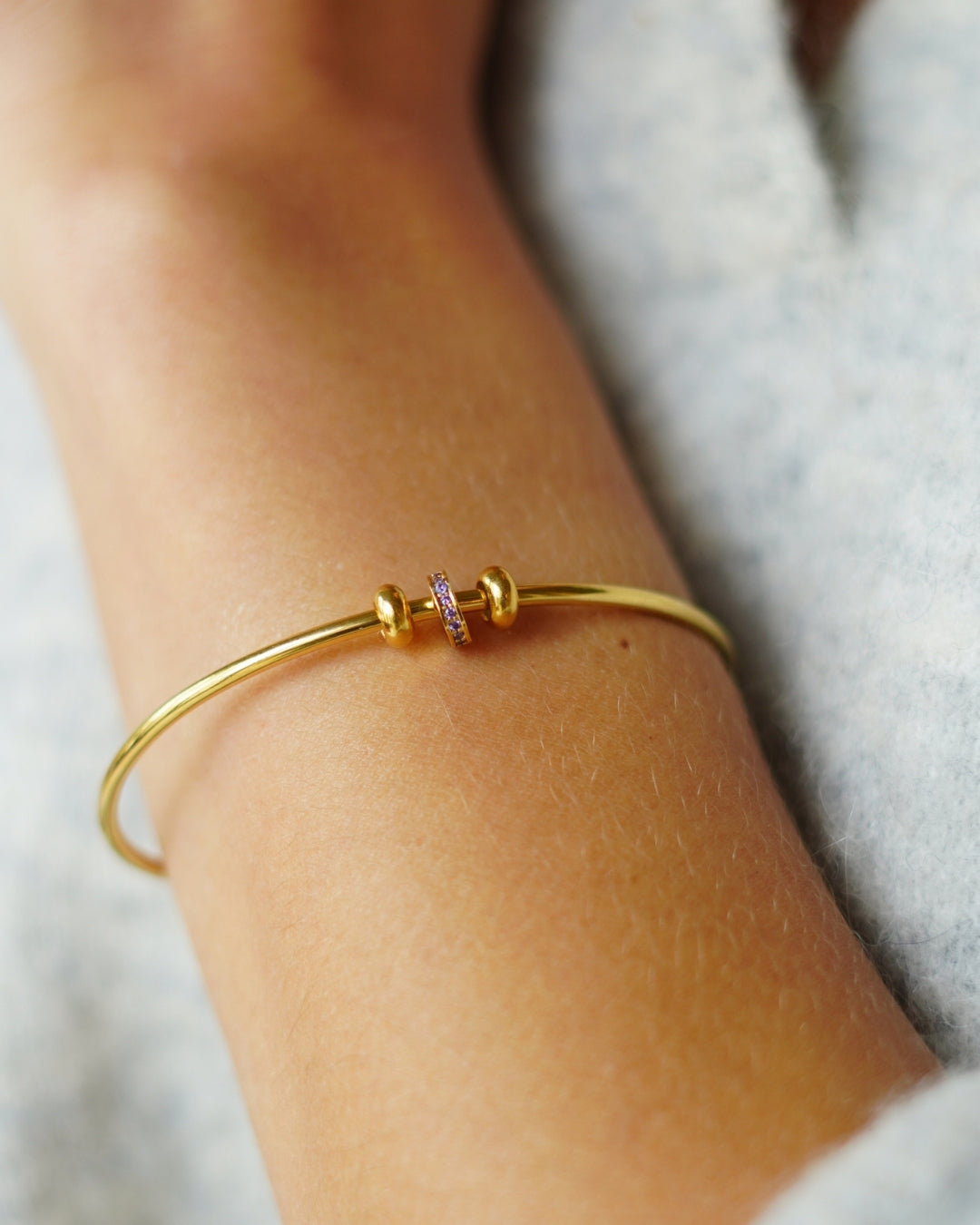 Bracelet disque Pierre de Naissance - Plaque or