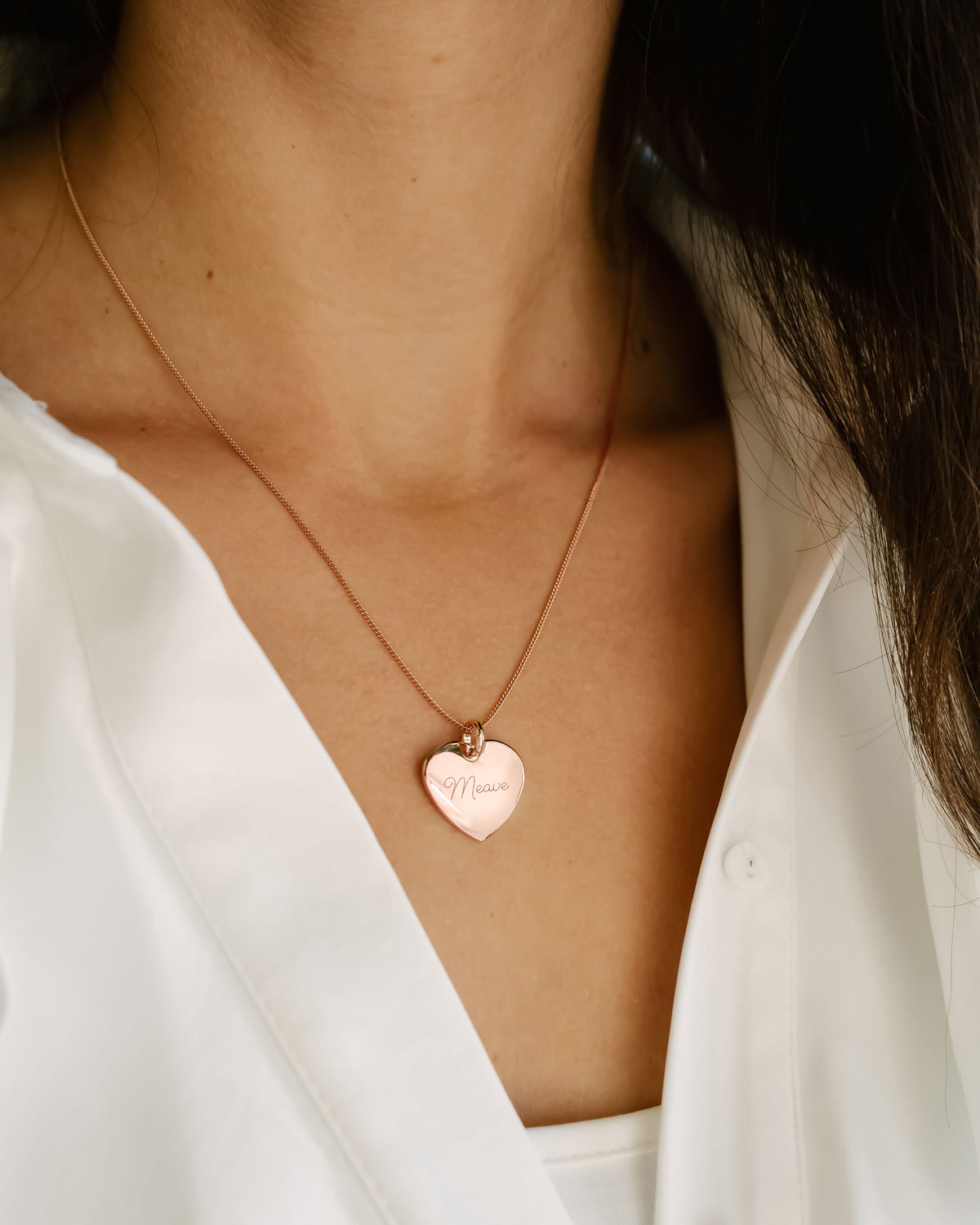 Heart Charm Necklace - Rose plated