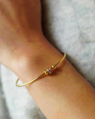 Bracelet disque Pierre de Naissance - Plaque or