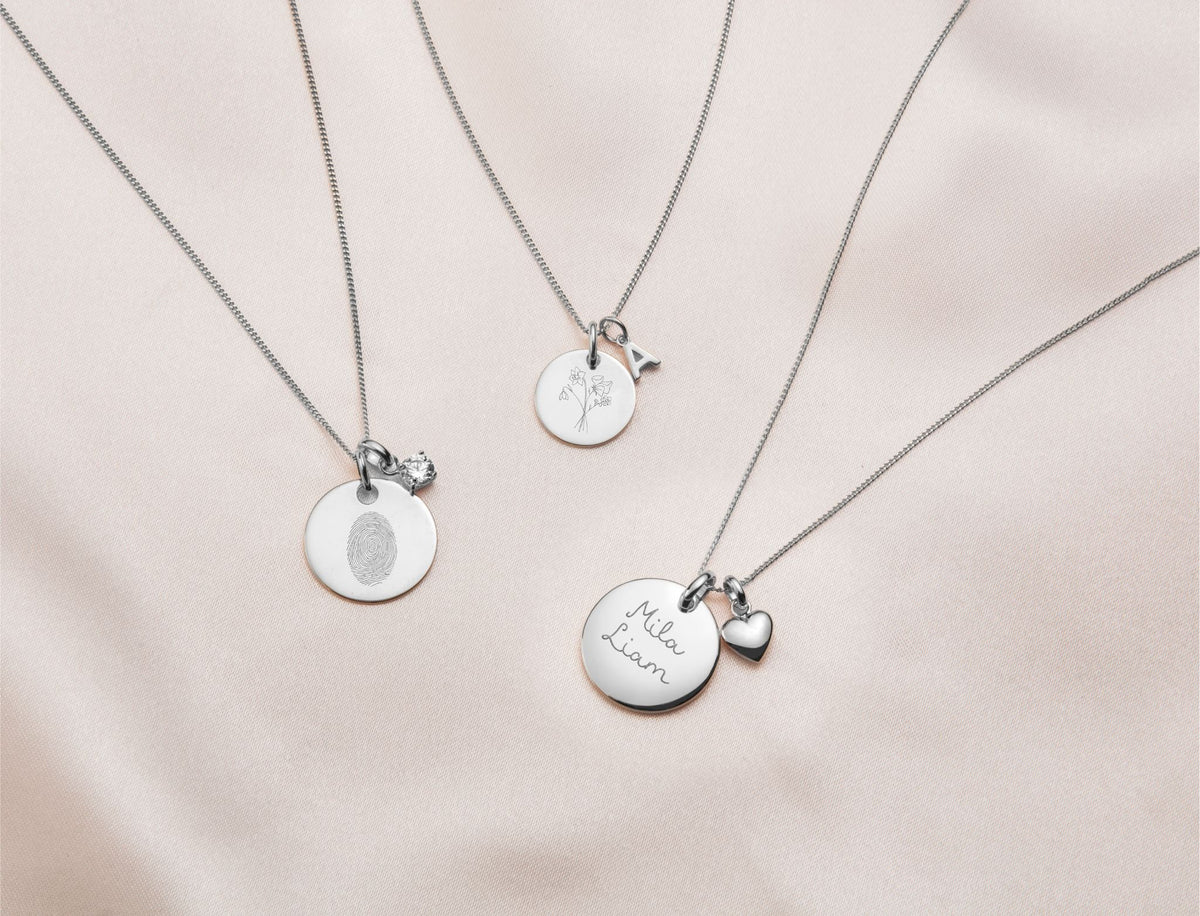 Birthstone Coin Necklace - Silver