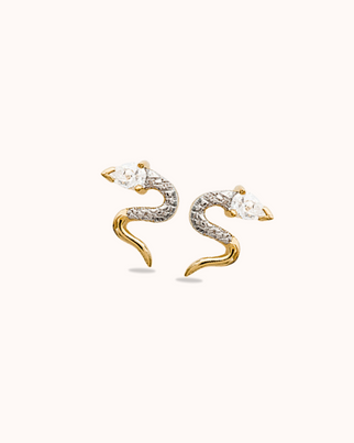 Boucles d'oreilles Serpent Scintillantes - Plaque or 18 carats