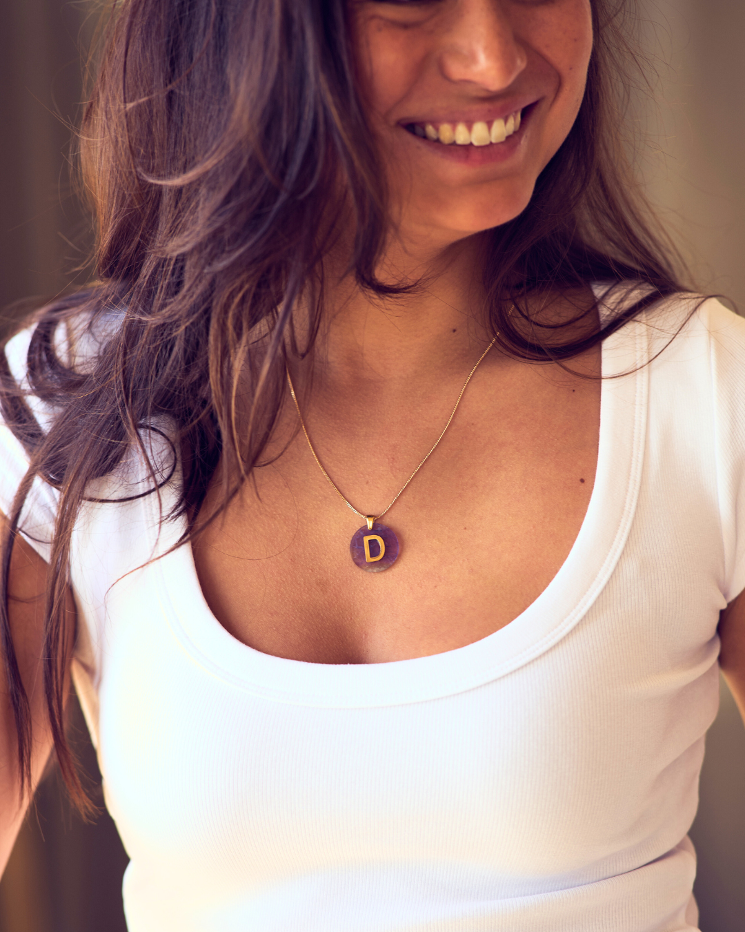 Gemstone Initial Ketting - 18k Verguld