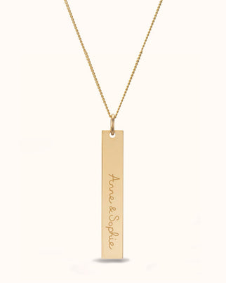 14k Vertical Bar Ketting - 14k Solid Gold