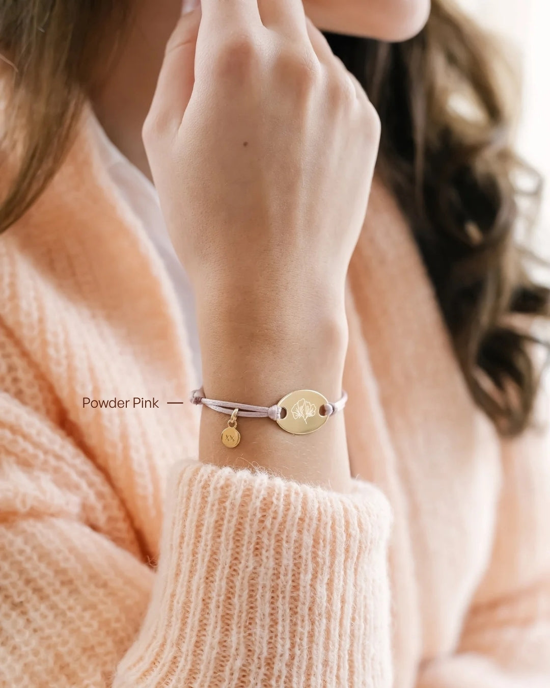 Single Geburtsblume Oval Armband - Vergoldet