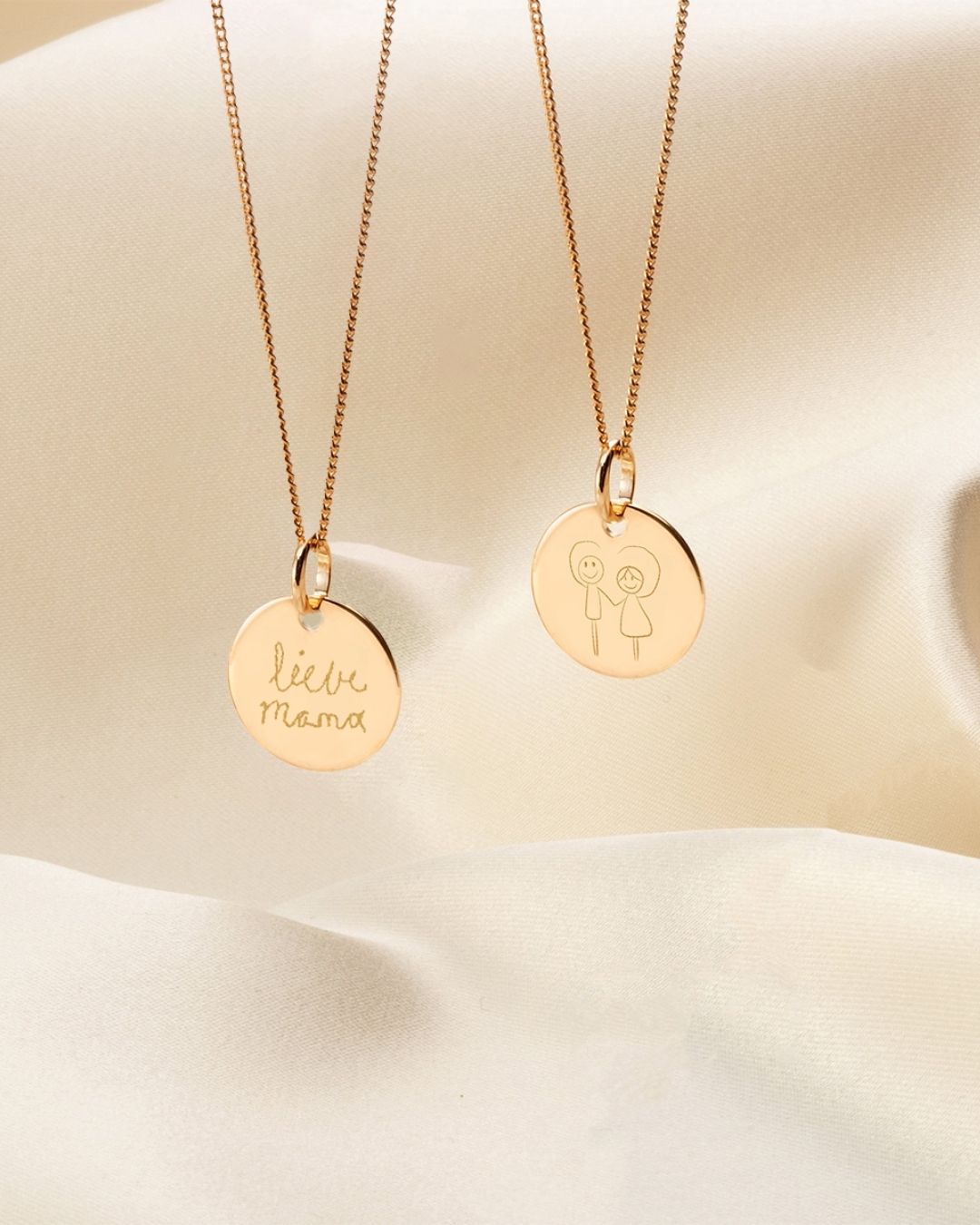 Pendentif suel avec Illustration - Plaque or 18 carats