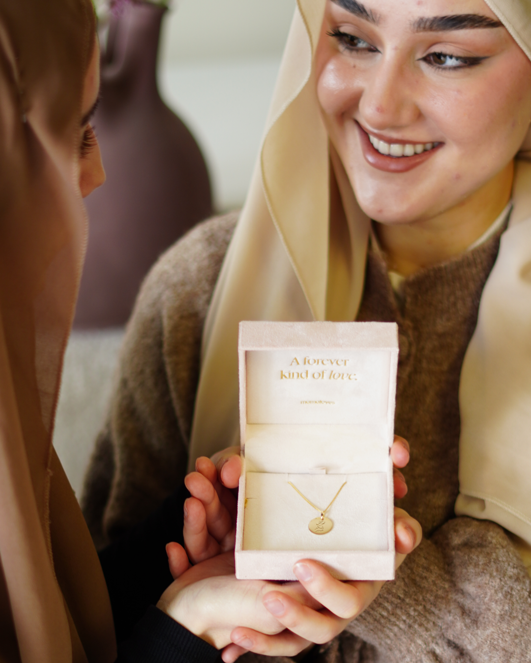 Necklace with Arabic Engraving – 14 K Solid Gold - 16mm Medium Coin