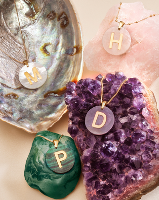 Gemstone Initial Ketting - 18k Verguld