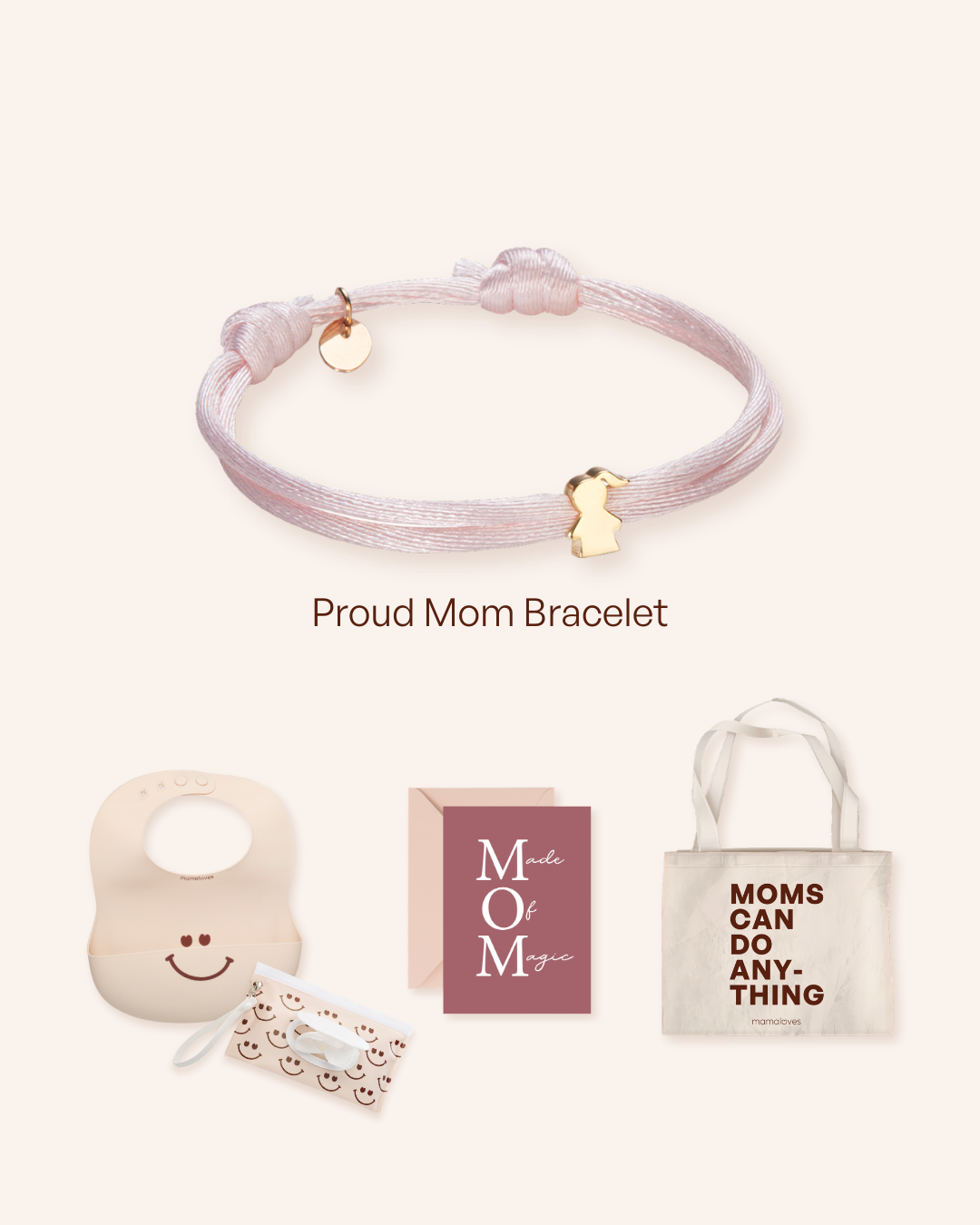 Coffret cadeau naissance Proud Mom – Plaqué or – Bijoux personnalisés