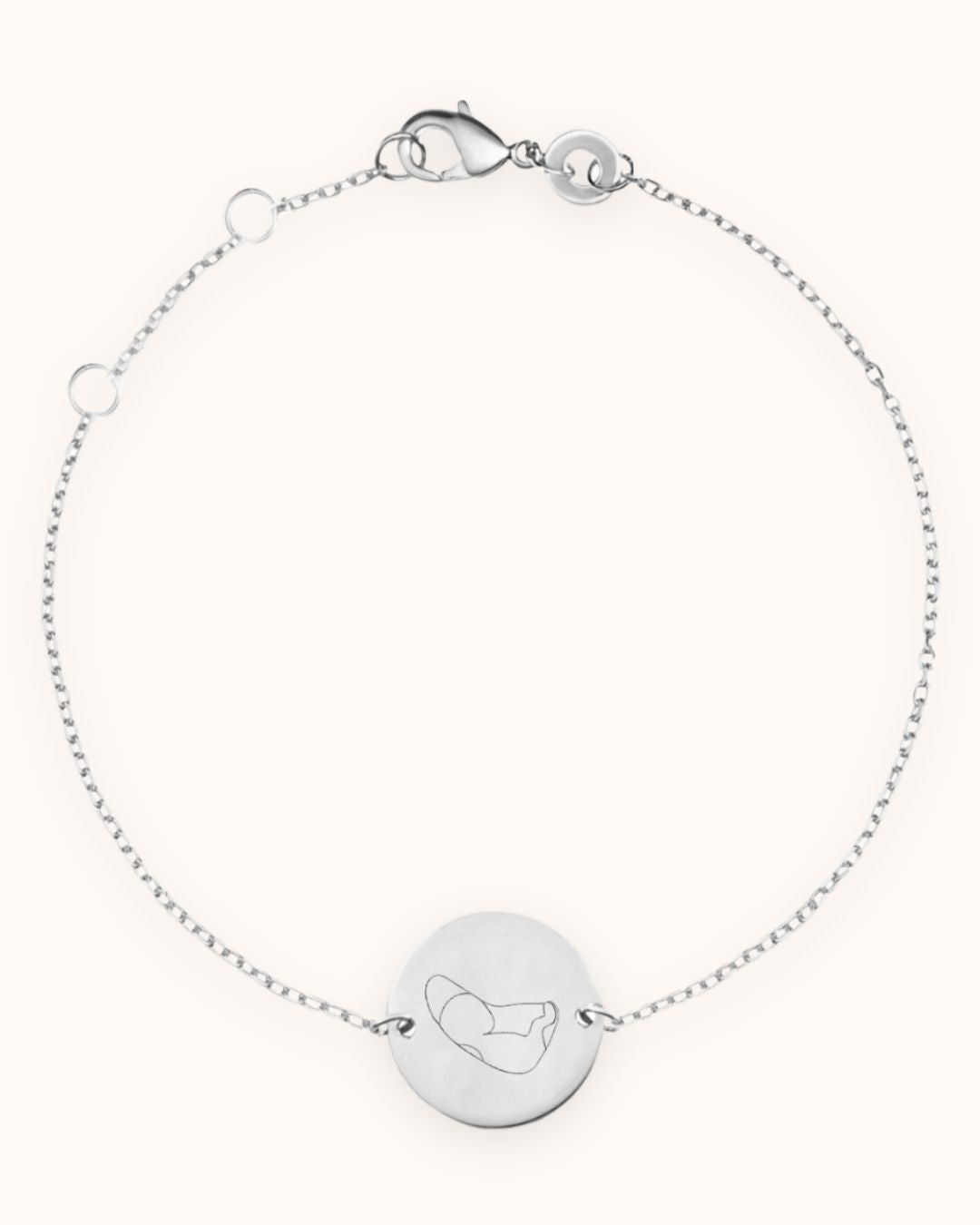 Ultrasound Illustration Coin Bracelet - Silver