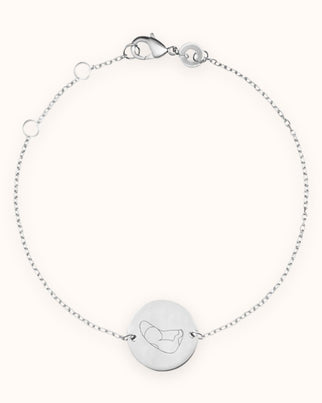 Ultrasound Illustration Coin Bracelet - Silver