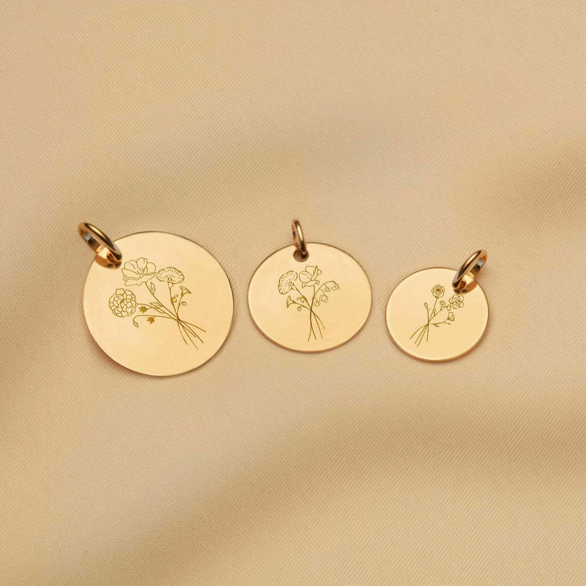 9k Coin Birth Flower Bouquet Ketting - 9 karaat