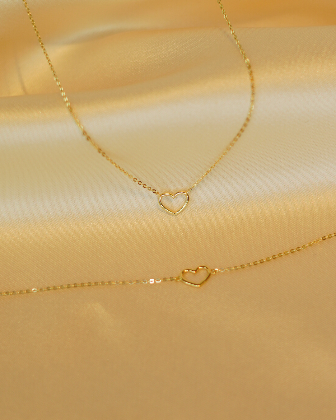 Value Set 9k Mini Open Heart Bracelet and 9k Mini Open Heart Necklace – 9k