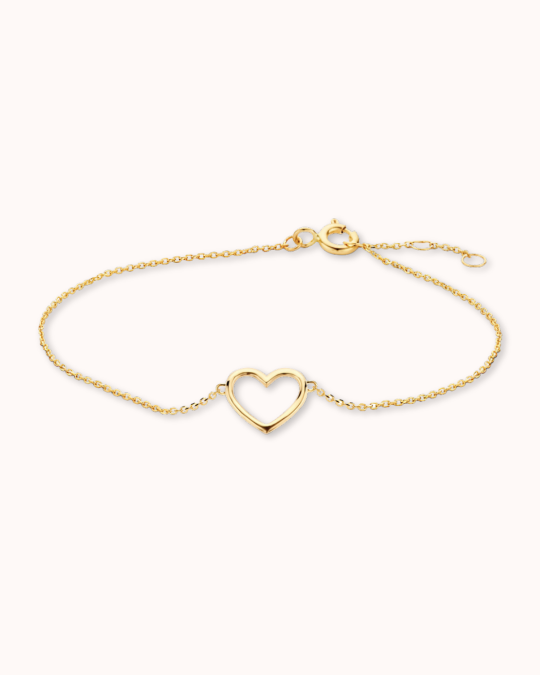 9k Mini Open Heart Bracelet