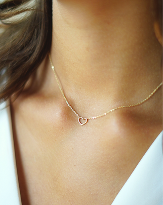 9k Mini Open Heart ketting - 9 karaat