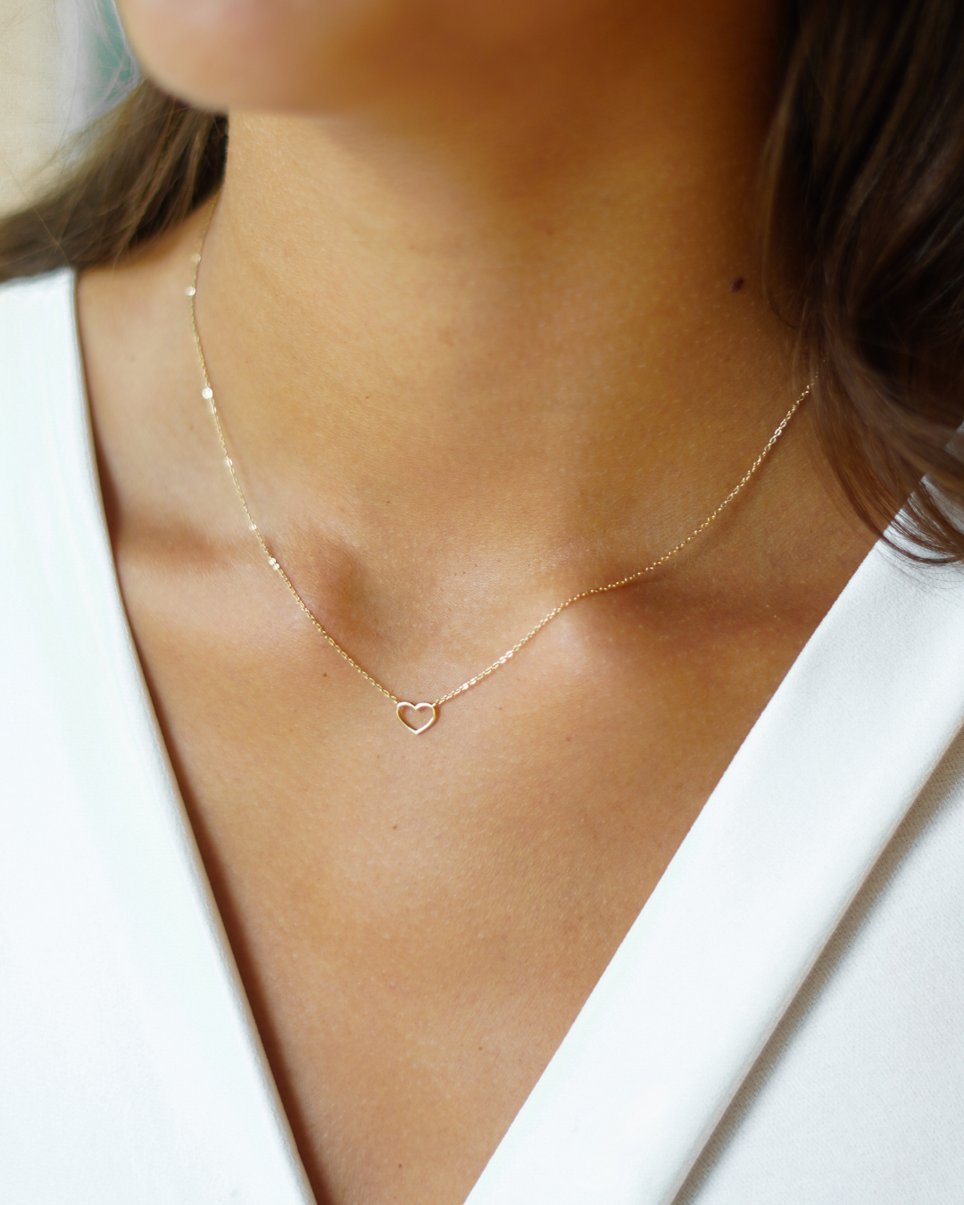 Mini open Herz Kette - 585er Echtgold