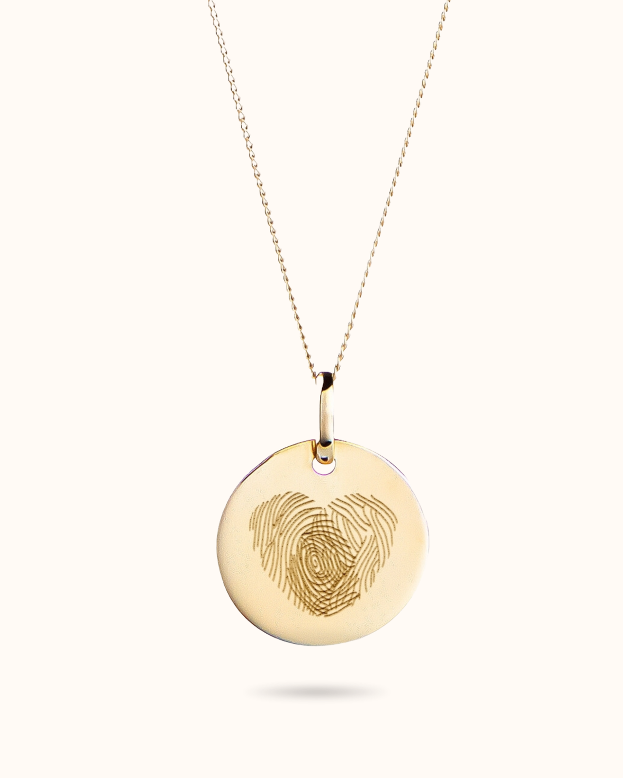 9k Vingerafdruk Coin Ketting - 9 karaat