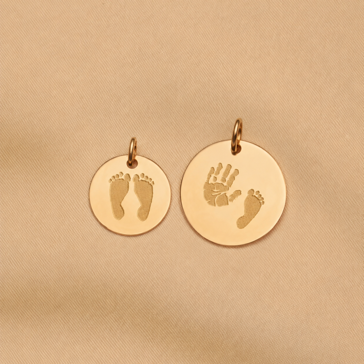9k Hand and Footprint Charm - 9 carat