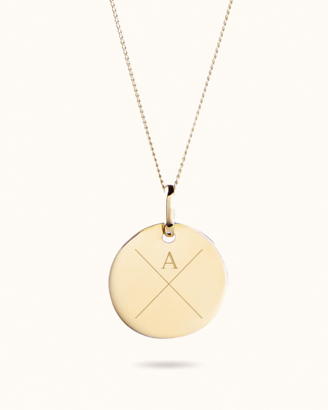 14k Initial Coin Ketting - 14k Solid Gold