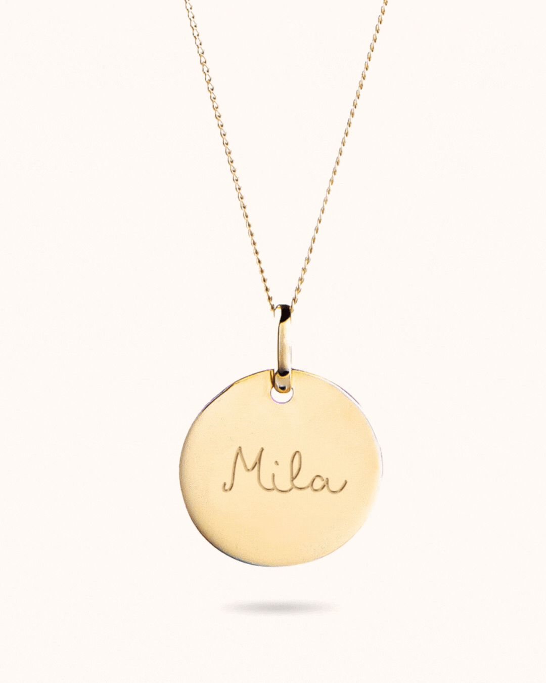 Collier Pendentif Rond - Plaque or 18 carats