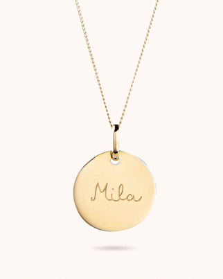 Collier Pendentif Rond - Plaque or 18 carats