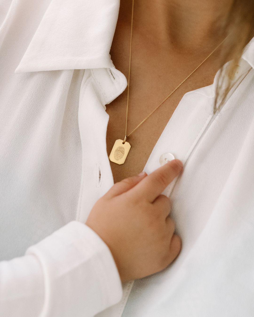 14k Fingerprint Tag Necklace - 14k gold