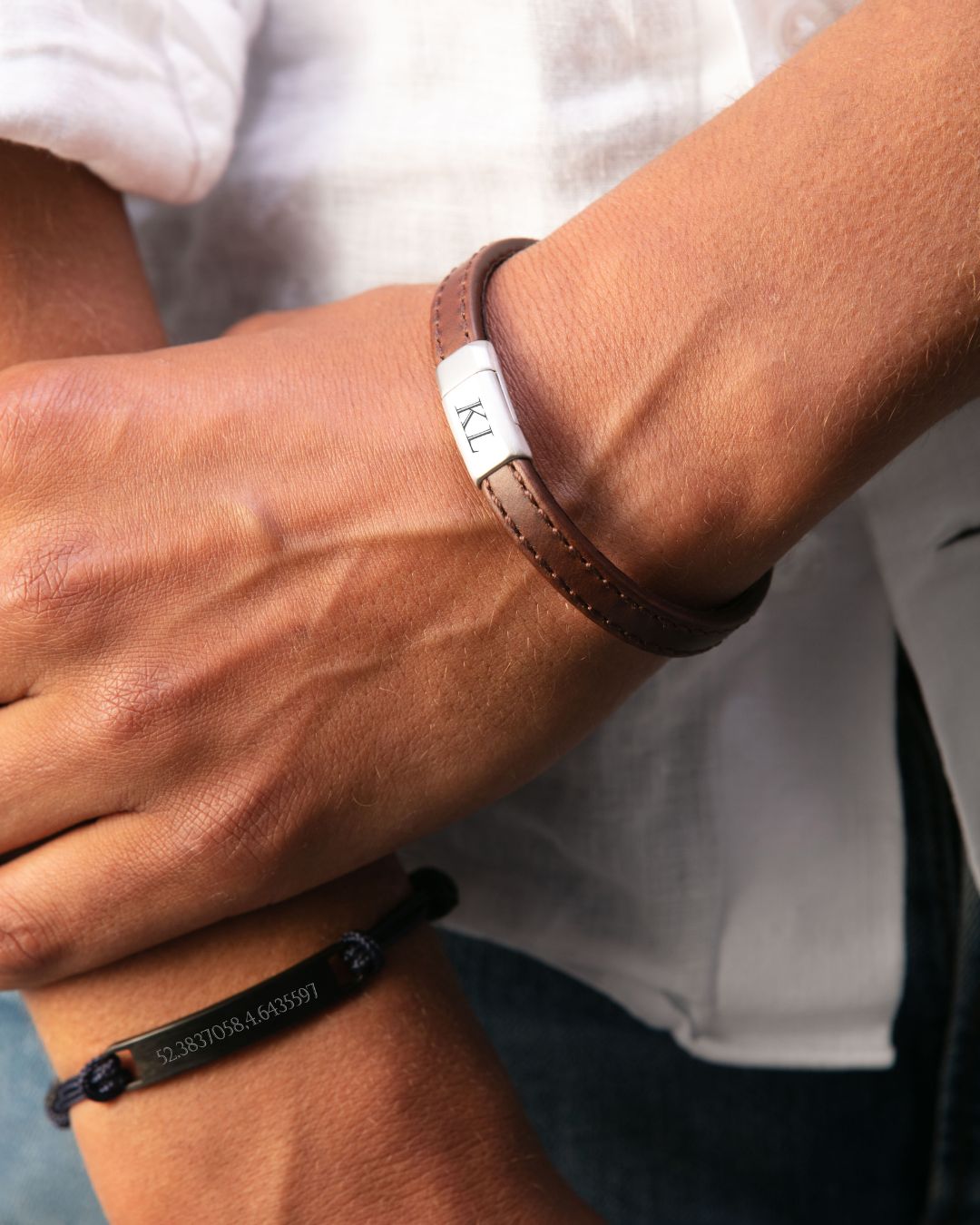 Mannen Bar Armband met naam - RVS zwart