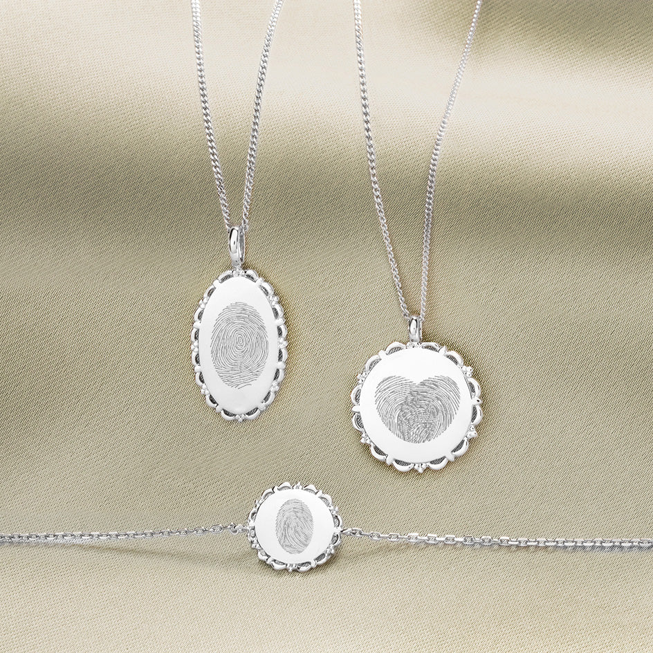 Fingerprint Vintage Coin Necklace - Silver