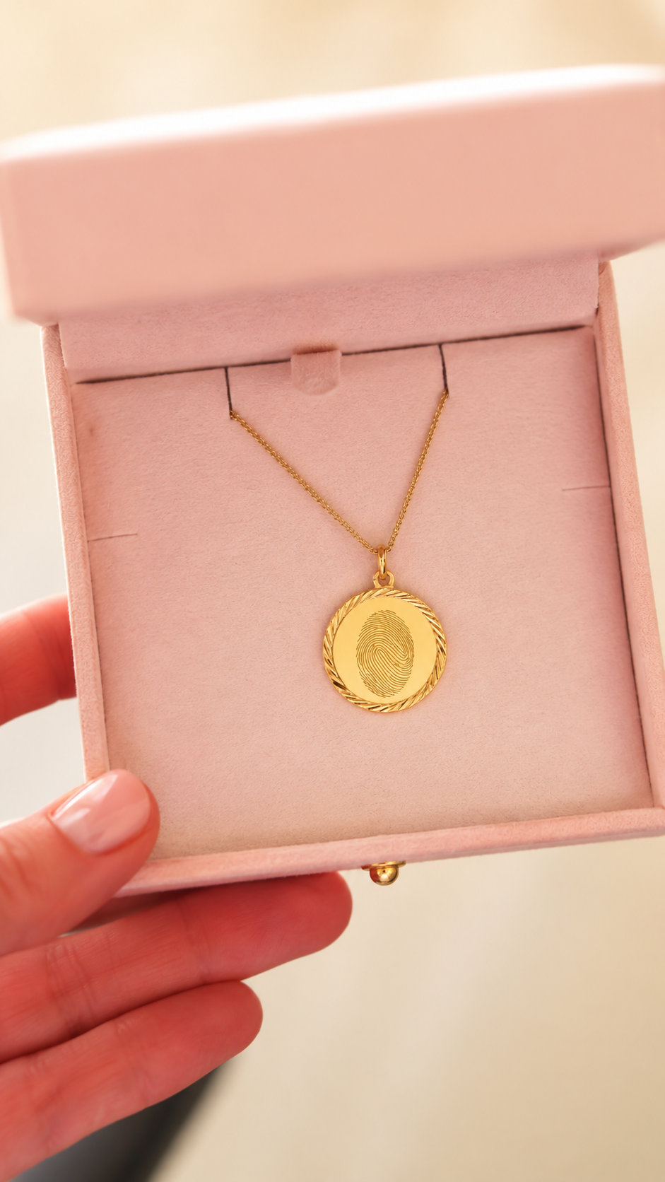 Vingerafdruk Classic Coin Ketting - Verguld
