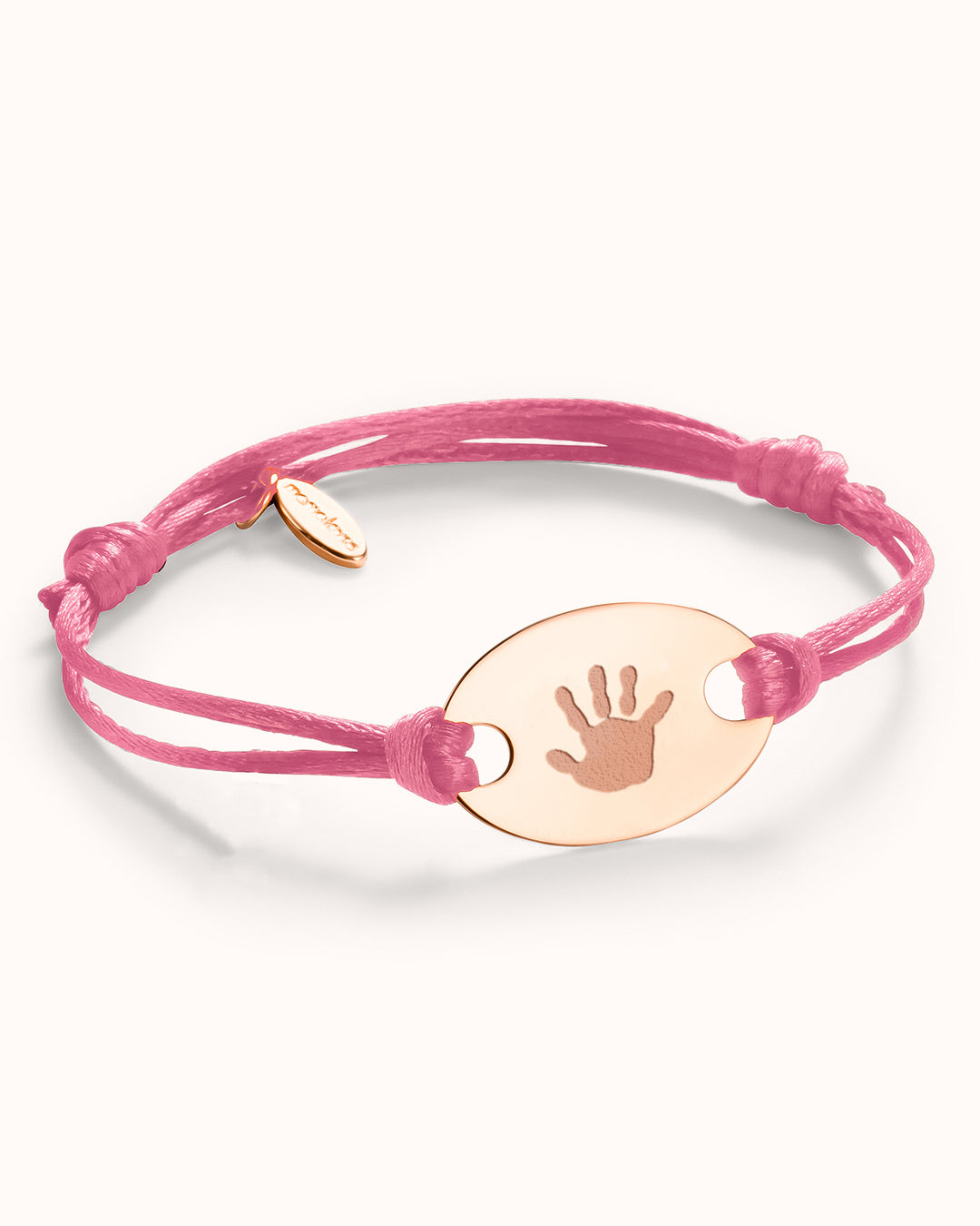 Bracelet Pendentif Rond Ovale Empreinte de Main et de Pied - Or rose