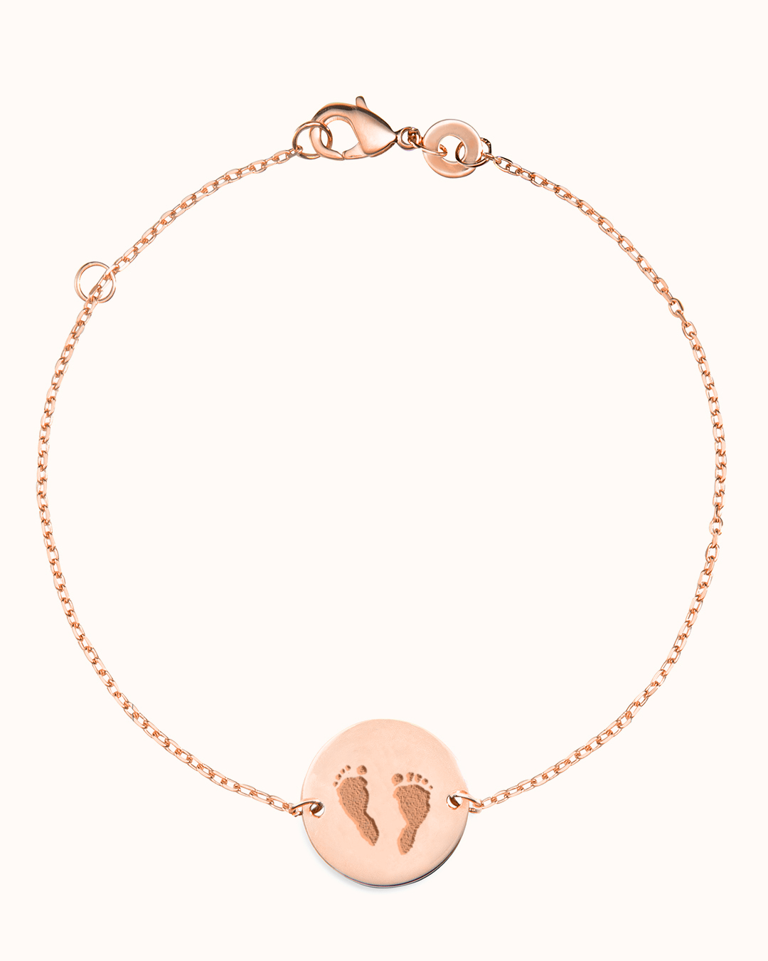 Bracelet Pendentif Rond Empreinte de Main et de Pied - Or rose