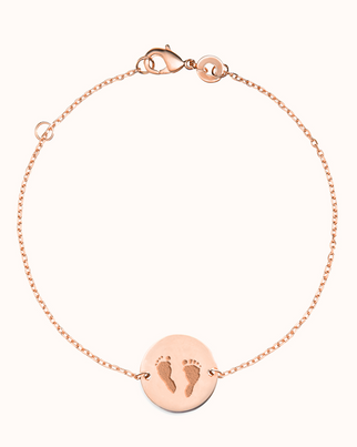 Hand and Footprint Coin Bracelet - Rose plated