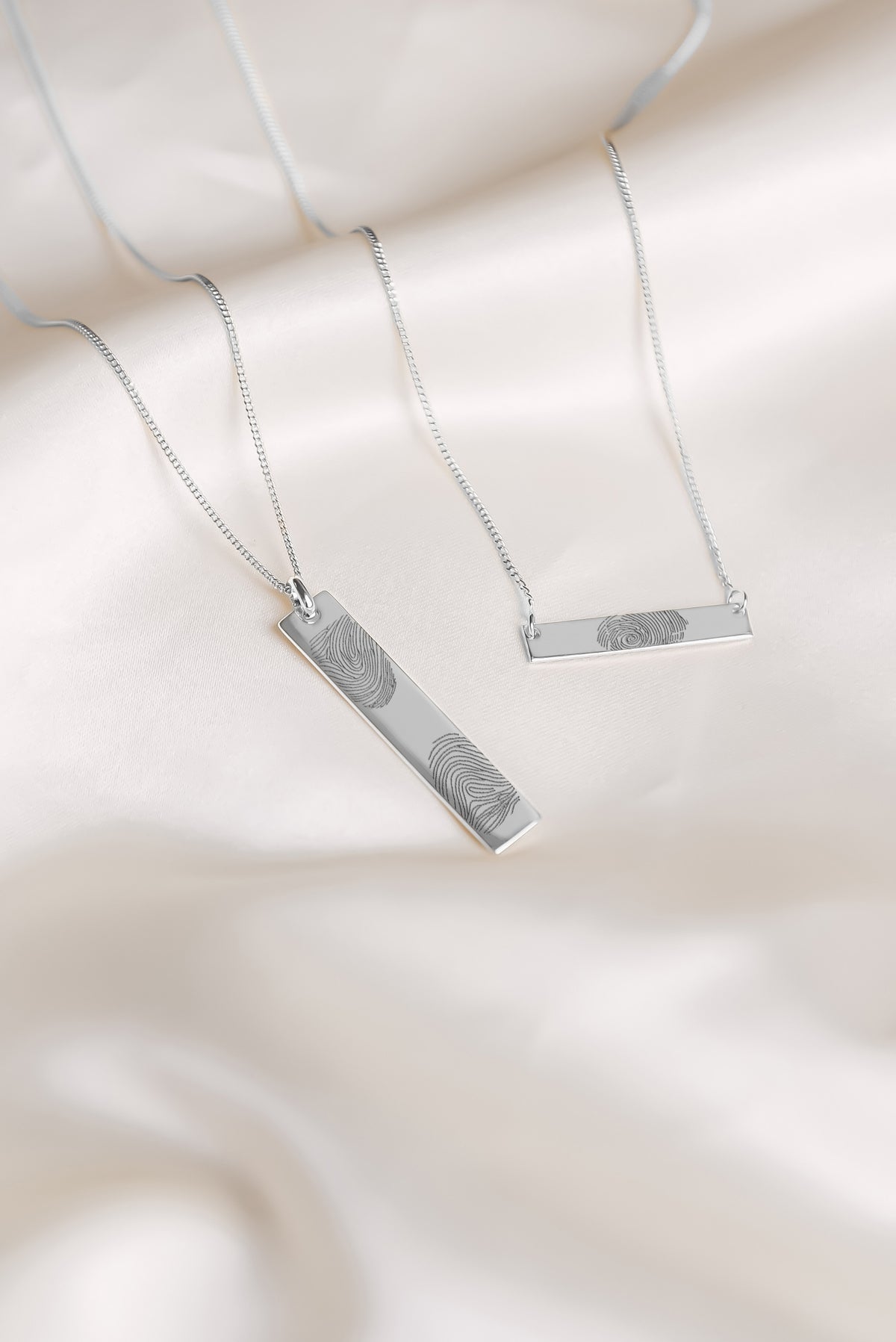 Fingerprint Bar Necklace - Silver