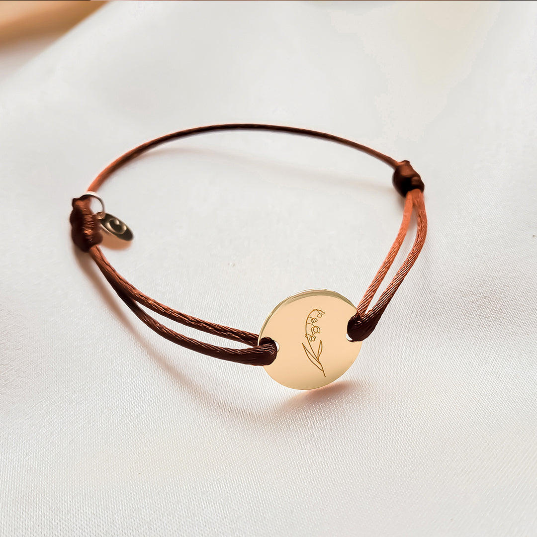 Geburtsblumenstrauß Round Armband - Rose Vergoldet